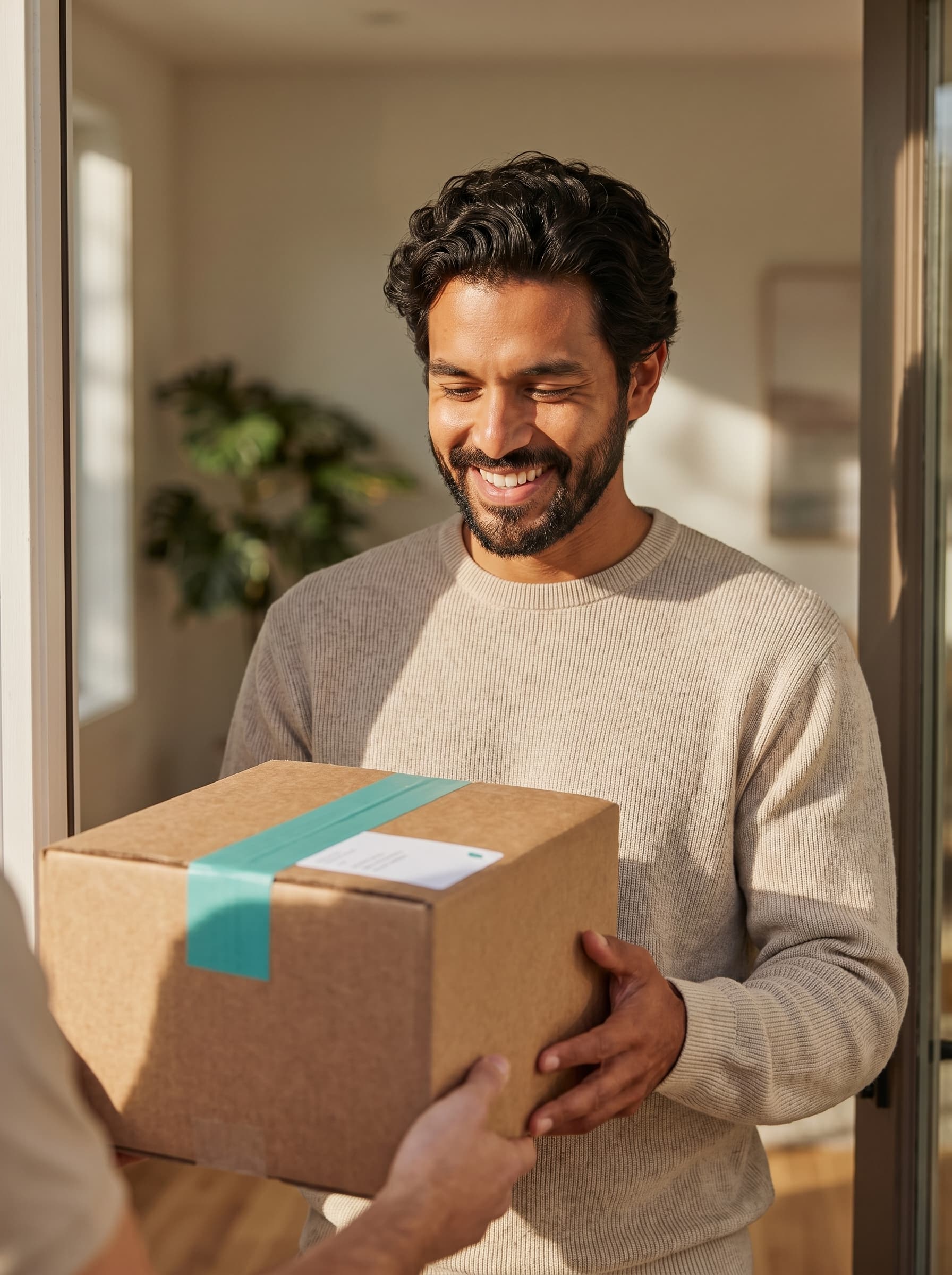 A patient at home after receiving their Teledris treatment delivery.