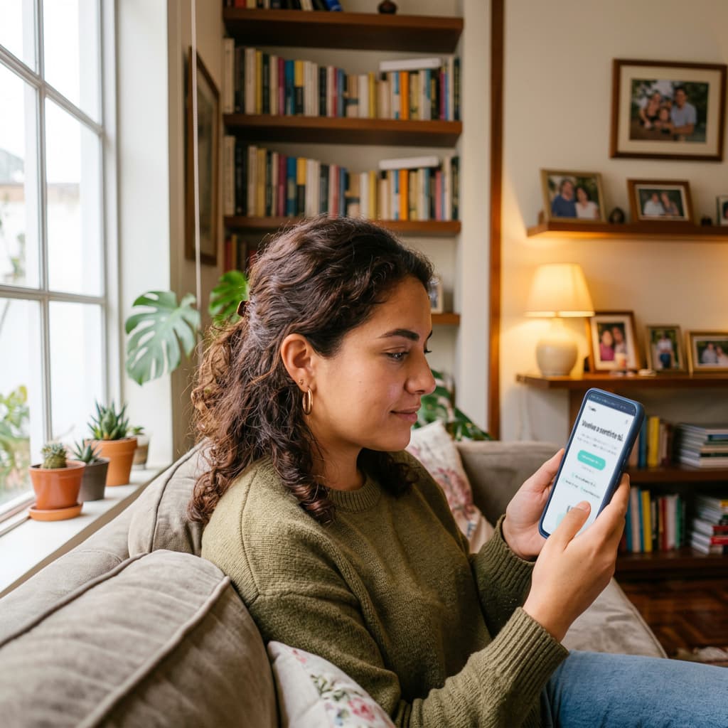 Una paciente describe sus objetivos de salud durante el registro de Teledris en su teléfono.