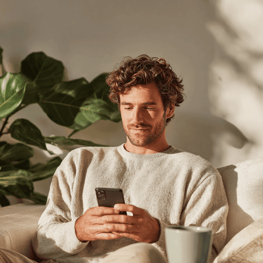 Paciente de Teledris comunicándose con su médico desde la app